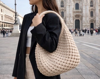 Large Macrame Bag Tutorial - DIY English  (Digital Download) Mega Mila Ring Bag from Milan