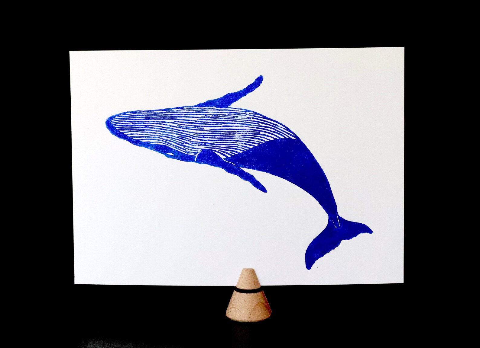 Linogravure Baleine A5 Or Noire ou Bleue Papier recyclé - Etsy.de