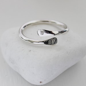 Initial Ring - Silver Thumb Ring - Hammered Ring - Textured Ring - Adjustable Ring - Wrap Ring - Custom Initial Ring