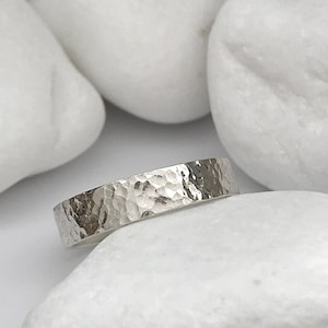 Hammered Silver Ring - Band Ring - Unisex Ring - Thumb Ring - Mens Ring - Textured Band Ring