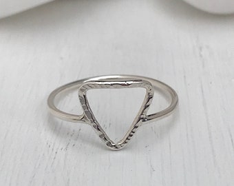 Triangle ring,  Sterling Silver Ring, Hammered Ring, Dainty Stacking Ring, Minimalist, Geometric Ring, Everyday Ring,