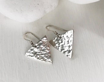 Triangle Earring, Sterling Silver Earring, Geometri Earring, Handmade Earring, Drop Earring