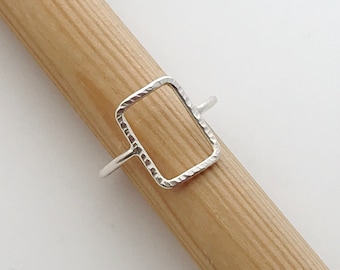 Rectangle Ring - Open Rectangle Ring - Stacking Ring - Sterling Silver Ring - Minimalist - Geometric Ring - Everyday Ring