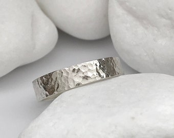 Hammered Silver Ring - Band Ring - Unisex Ring - Thumb Ring - Mens Ring - Textured Band Ring