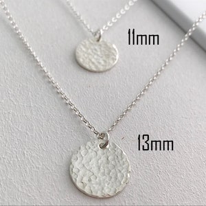 Sterling Silver Hammered Necklace - Hammered Circle Necklace - Silver Disc Necklace - Silver Circle Necklace - Gift for Her