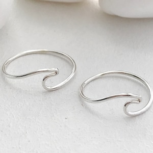 Anillo de olas - Anillo de olas de plata esterlina - Anillo de olas del océano - Regalo para surfistas - Anillo para el pulgar - Anillo para ella