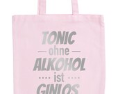 JUNIWORDS Pastel Jute Bag quot tonic without alcohol is Ginlos. quot -100 made in Germany