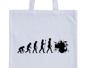 JUNIWORDS Pastel Jute Bag quot evolution drums quot -100 made in Germany
