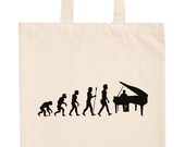 JUNIWORDS Pastel Jute Bag quot evolution pianist quot -100 made in Germany