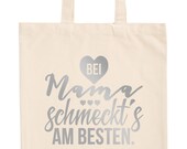 JUNIWORDS Pastel Jute Bag quot at Mama it tastes best. quot -100 made in Germany