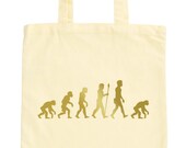 JUNIWORDS Pastel Jute Bag quot Evolution monkey quot -100 made in Germany