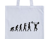 JUNIWORDS Pastel Jute Bag quot evolution weight lifting quot -100 made in Germany