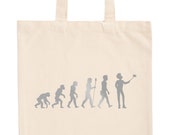 JUNIWORDS Pastel Jute Bag quot evolution selfie quot -100 made in Germany