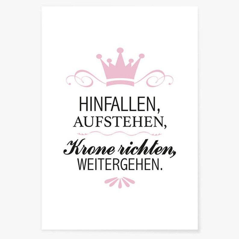 JUNIWORDS Poster Hinfallen Aufstehen Krone richten Etsy.de