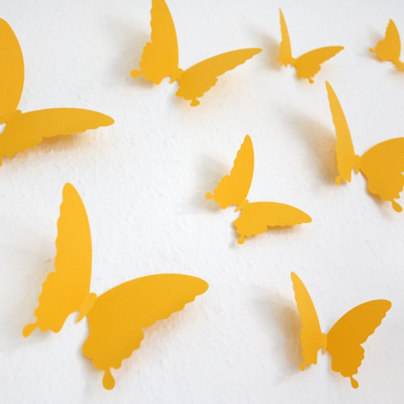 12x WANDKINGS 3D-Schmetterlinge in gelb 100 % Made in Germany Bild 2