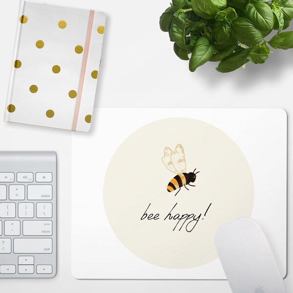 JUNIWORDS Mousepad "bee happy" - 100 % Made in Germany