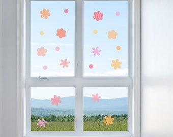 WANDKINGS "Fensteraufkleber Blumen in Rosa" A4 Set- 100 % Made in Germany