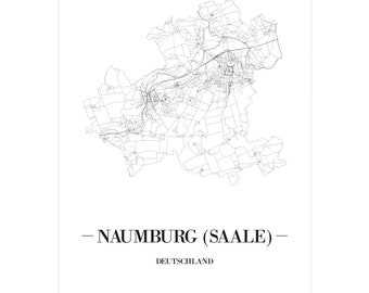 JUNIWORDS Stadtposter city poster Deutschland "Naumburg (Saale)" in Schwarz oder Weiß A4 A3 A2 A1 - 100 % Made in Germany