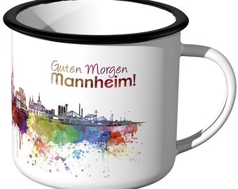 JUNIWORDS enamel mug "Skyline Mannheim" - 100% Made in Germany