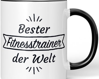 JUNIWORDS Tasse "Bester Fitnesstrainer der Welt" - 100 % Made in Germany