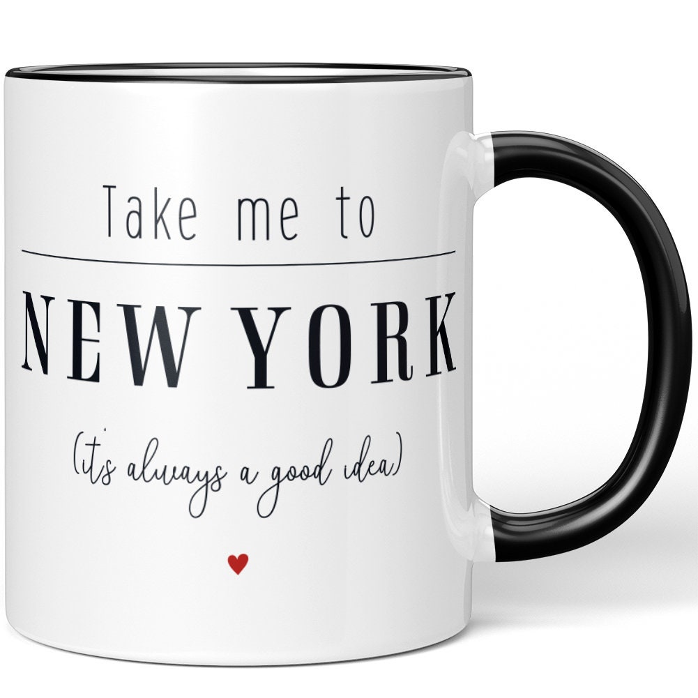Tazza da viaggio con scritta in ingleseI Love NY, tazza termica New York,  divertente tazza da tè caldo e cacao