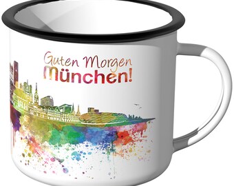 JUNIWORDS enamel mug "Skyline Munich" - 100% Made in Germany