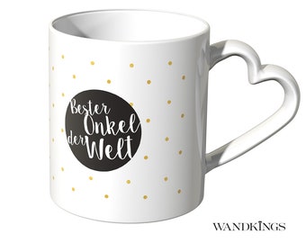 WANDKINGS Herz Tasse "Bester Onkel der Welt Punkte - 100 % Made in Germany