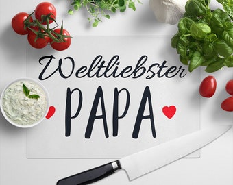 JUNIWORDS Glasschneidebrettchen "Weltliebster Papa" - 100 % Made in Germany