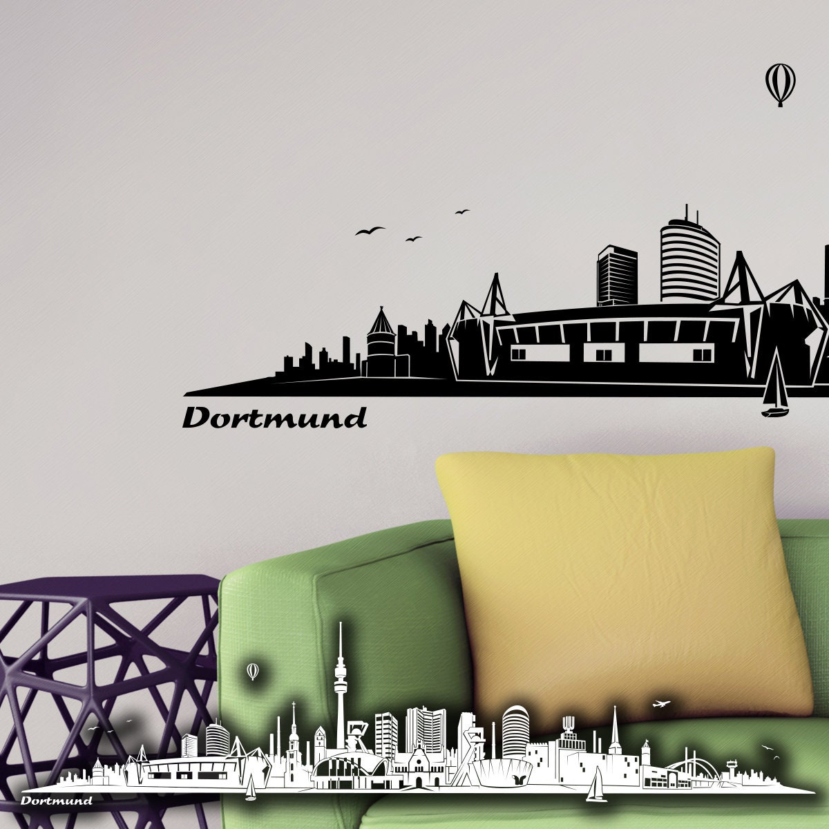 WANDKINGS Wall Decal 100 Etsy in Dortmund % Skyline - Germany Made