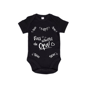 JUNIWORDS Babybody Das schaffst Du Opa Blau Rosa Weiß Schwarz 100 % Made in Germany Schwarz/Black