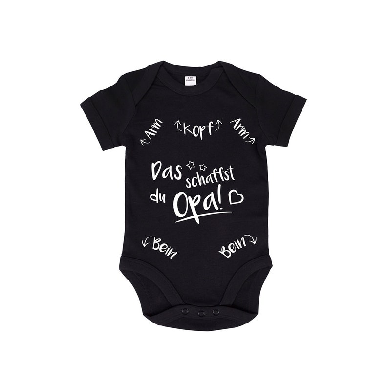 JUNIWORDS Babybody You can do it Grandpa Blue Pink White Black 100% Made in Germany Schwarz/Black