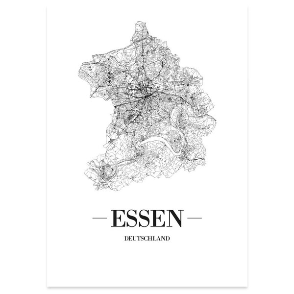 JUNIWORDS city poster city poster Germany "Essen" in black or white A4 A3 A2 A1 - 100% Made in Germany