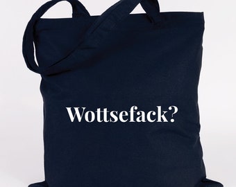 JUNIWORDS Motivo de bolso de yute "Wottsefack?" - 100 % Hecho en Alemania