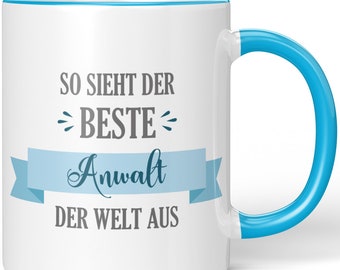 JUNIWORDS Tasse "So sieht der beste Anwalt der Welt aus" - 100 % Made in Germany