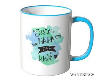 WANDKINGS Tasse "Bester Papa der Welt" Aquarell - 100 % Made in Germany