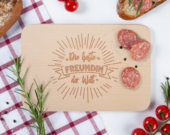 JUNIWORDS Frühstücksbrettchen "Die beste Freundin der Welt" - 100 % Made in Germany