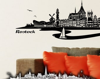 WANDKINGS Wandtattoo Skyline Rostock mit Fluss - 100 % Made in Germany