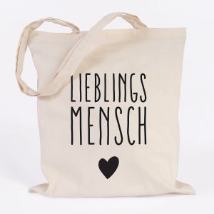 JUNIWORDS Jutebeutel Lieblingsmensch mit Herz 100 % Made in Germany Bild 1