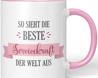 JUNIWORDS Tasse "So sieht die beste Servicekraft die Welt aus" - 100 % Made in Germany