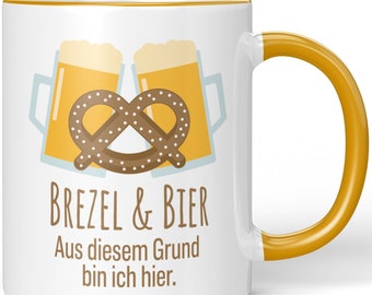 JUNIWORDS Tasse "Brezel & Bier Aus diesem Grund bin ich hier" - 100 % Made in Germany
