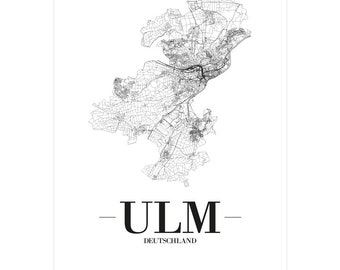 JUNIWORDS Stadtposter city poster Deutschland "Ulm" in Schwarz oder Weiß A4 A3 A2 A1 - 100 % Made in Germany