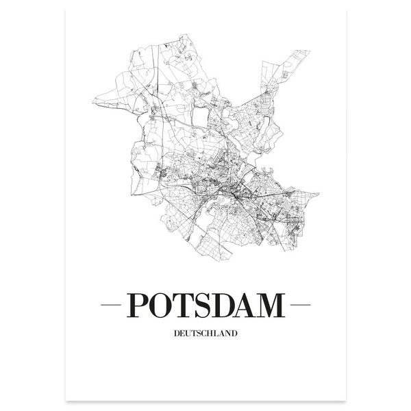 JUNIWORDS Stadtposter city poster Deutschland "Potsdam" in Schwarz oder Weiß A4 A3 A2 A1 - 100 % Made in Germany