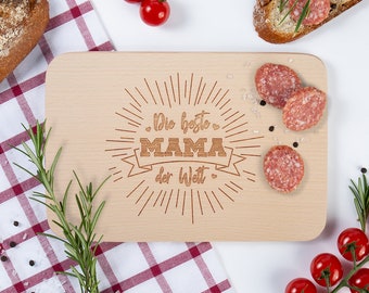 JUNIWORDS Frühstücksbrettchen "Die beste Mama der Welt" - 100 % Made in Germany