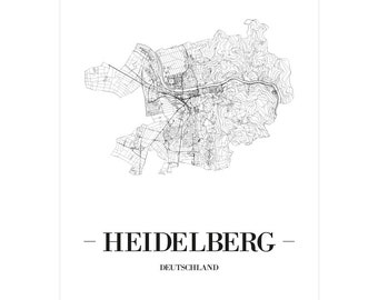 JUNIWORDS Stadtposter city poster Deutschland "Heidelberg" in Schwarz oder Weiß A4 A3 A2 A1 - 100 % Made in Germany