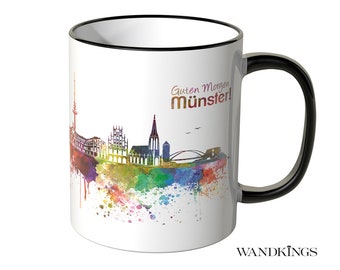 WANDKINGS Tasse "Aquarell Skyline Münster" - 100 % Made in Germany