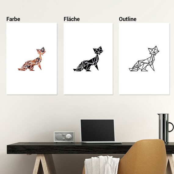 Juniwords Poster Origami Fuchs Various Motifs A4 A3 A2 A1 100 Made In Germany