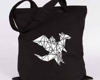 JUNIWORDS Jute Bag Motif "Origami Dragon" - 100 % Made in Germany