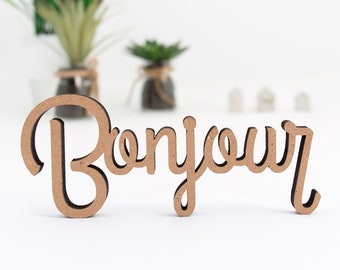 KLEINLAUT Holz-Schriftzug "Bonjour" - 100 % Made in Germany