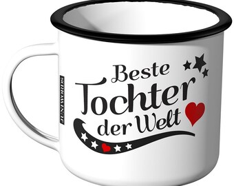 JUNIWORDS Emaille Tasse "Beste Tochter der Welt" - 100 % Made in Germany