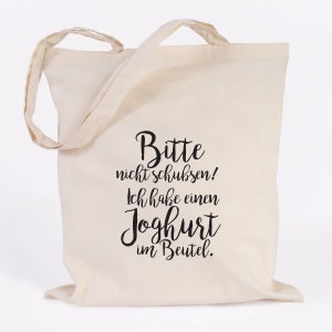 JUNIWORDS Jute Bag Please do not push I have a yogurt in my bag. 100% Made in Germany image 1